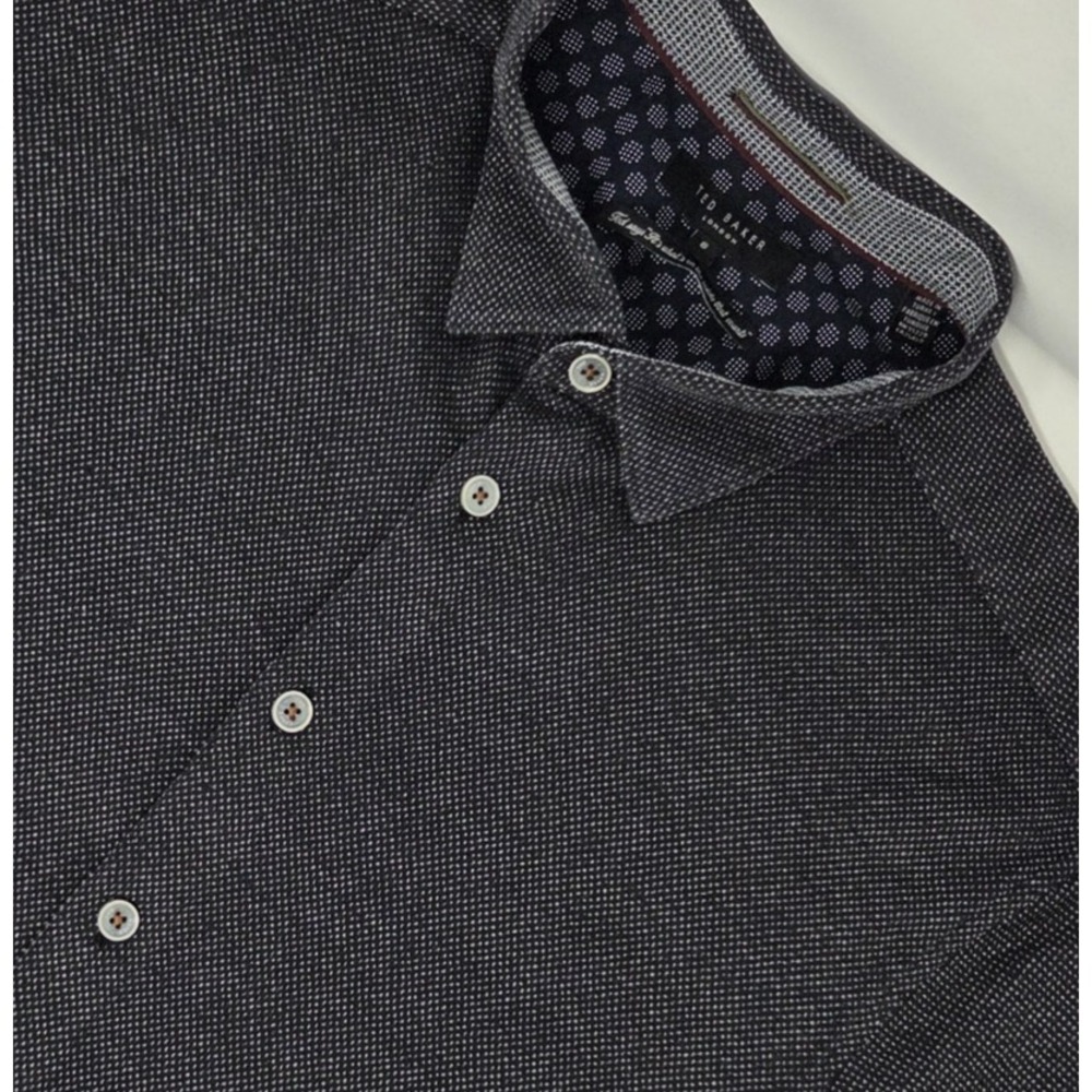 Ted Baker Short Sleeve Button Down Shirt Men's Size 6 (US 2XL) Dark Gray Stretch